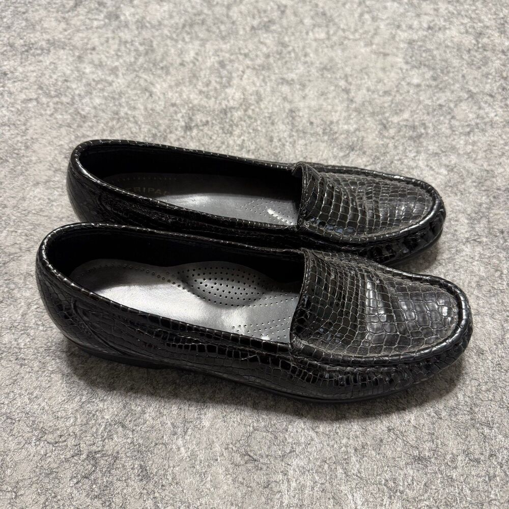 SAS Simplify Loafers Womens Size 8 M Black Croc Leather Slip On Shoes No Tag
